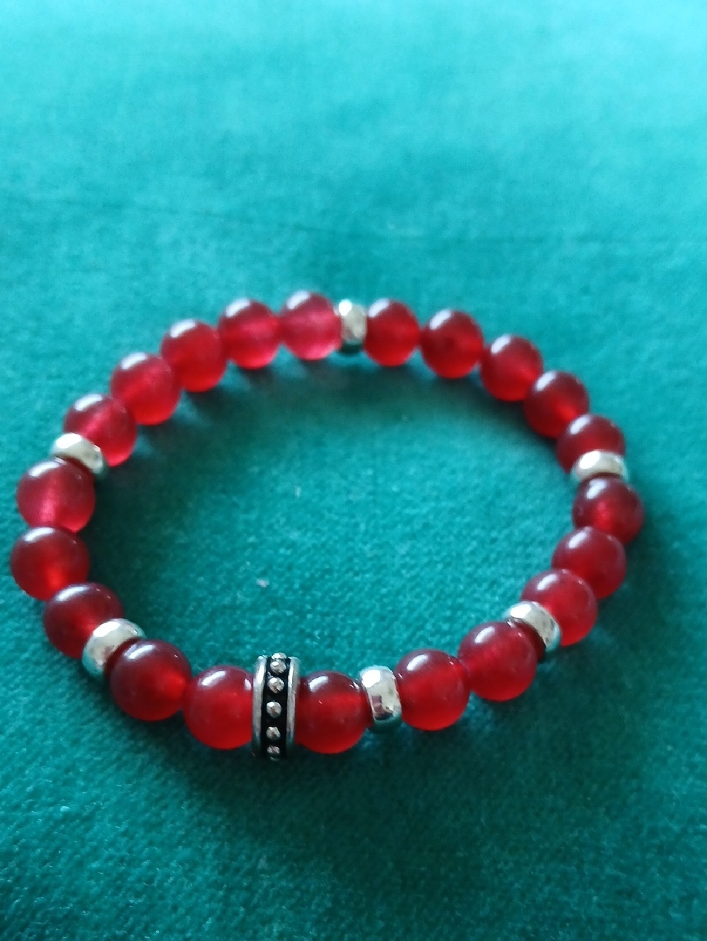 Red Beaded Stretch Bracelet - Women's Jewelry